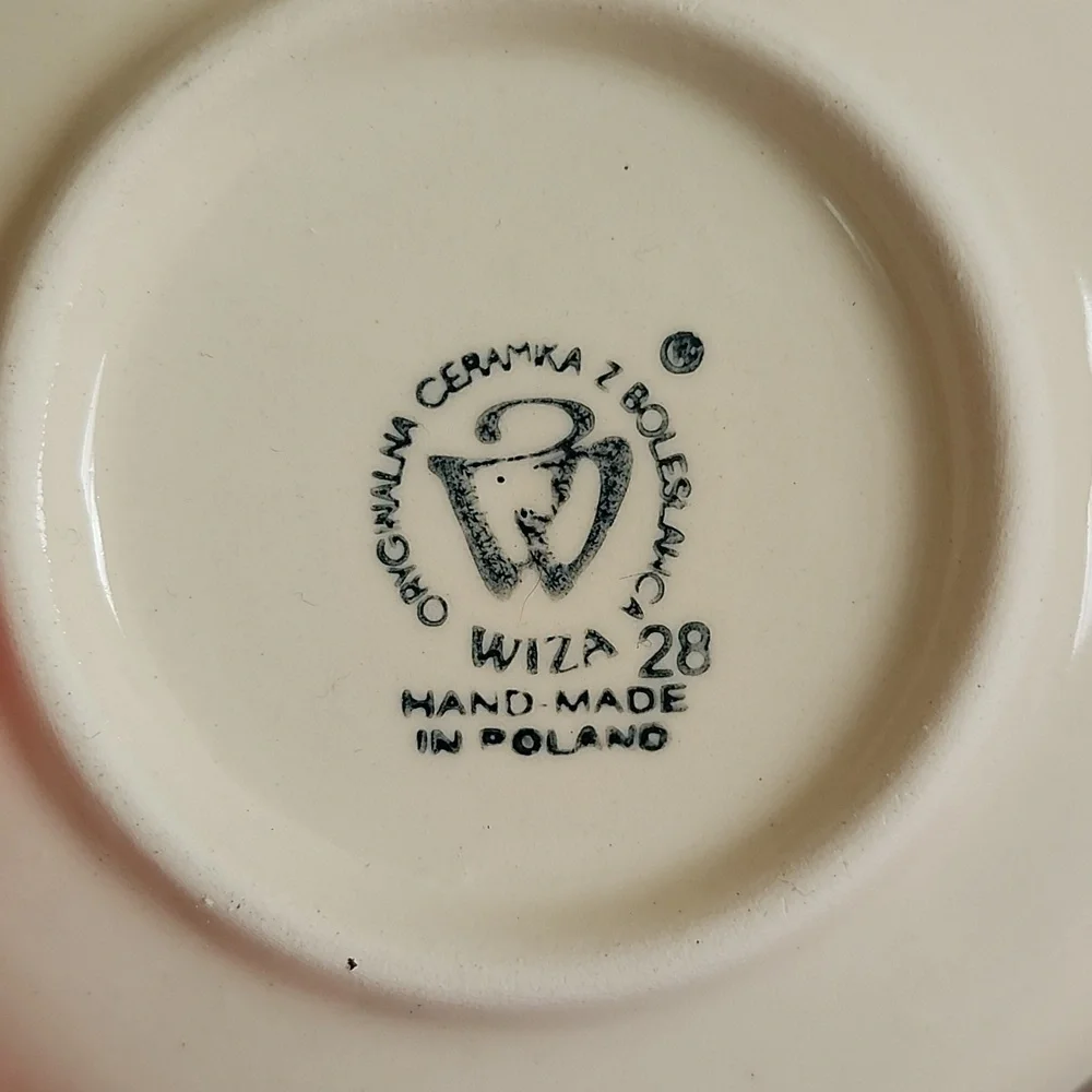 Wiza Blue White Ceramic Teapot w/ Saucer Handmade Made In Poland Cabin Christmas - Picture 5 of 5